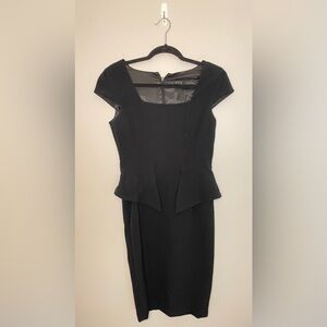 Zara Basic Peplum Dress, Black, Size S, EUC